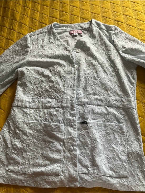 koi Sweaters - koi Women's White Button-Front Cardigan Scrub Jacket